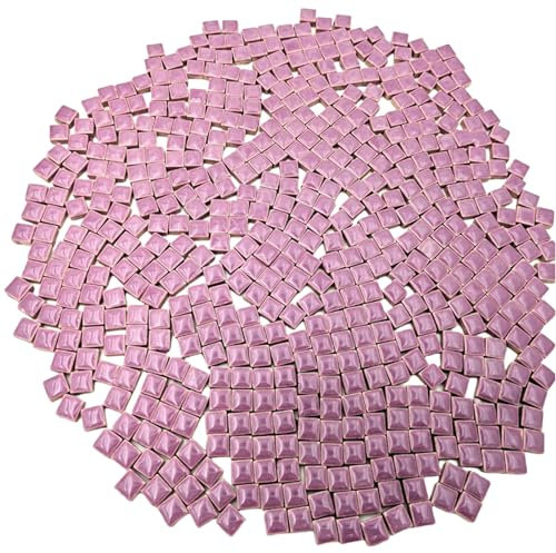 500 g quadratische Keramik-Mosaikfliesen, 500 Stück, 1 x 1 cm, handgefertigt, kreative Mikro-Mosaikstücke für Liebhaber, DIY-Mosaikprojekte und Heimdekorationen (lila)