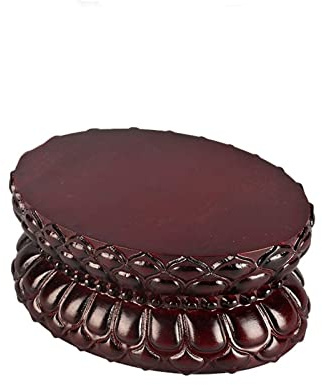 Wooden Vase Aquarium Wooden Round Vase Base Redwood Lotus Guanyin Odd Stone Buddha Statue Display Stands Ornaments for Home Office Decoration Display Stand Base (Size : Gold) ( )