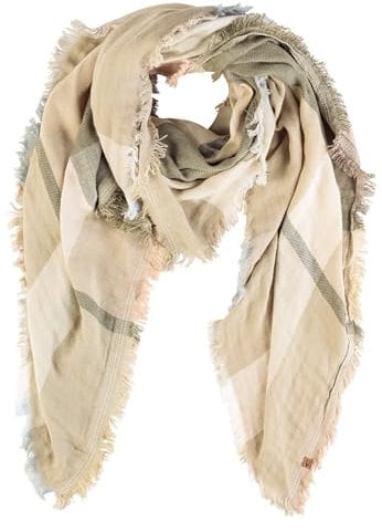 camel active Damen Modetuch aus softem Baumwollmix Grün-Beige, womenswear-OS