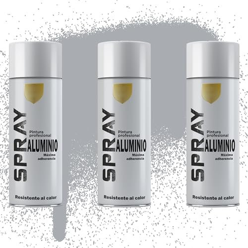 Etrexonline Pintura Spray Multicolor Profesional | 400ml | Adecuado para Metal, Madera & Plástico | Color Aluminio | Secado Rápido | Paquete de 3