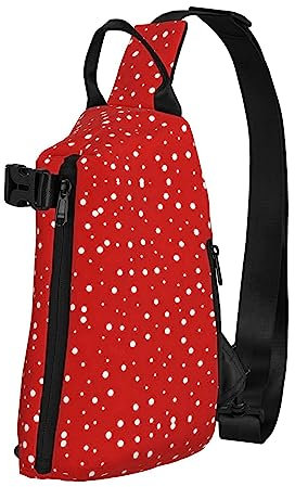 WURTON Schultertasche, leicht, verstellbar, Rot und Weiß, gepunktet, Tagesrucksack für Damen und Herren, Rot und Weiß gepunktet, Einheitsgröße