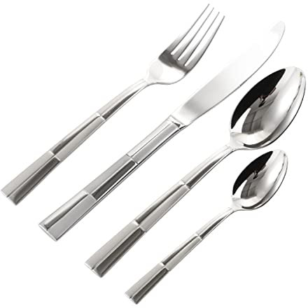 Ensemble argenterie luxe, 24 pièces en acier inoxydable, service 6, lavable lave-vaisselle, pour maison et restaurant (8pcs)