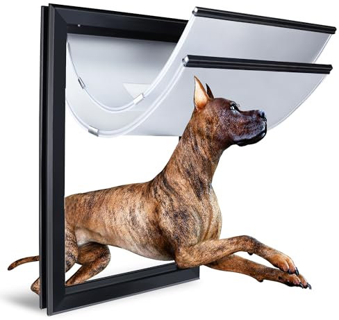 HANIML XL Dog & door, Heavy Duty Aluminum Doggy Door for Extreme Weather, Giant Entry for Large and Extra Large Pets Up to 220 lbs
