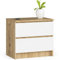 Kommode in Artisan Eiche-weiß mit 2 geräumigen Schubladen, 60 cm breit, 55 cm hoch Kommode Schlafzimmer Flur Wohnzimmer Organizer Kommode mit Schubladen Holz Highboard Sideboard Schrank