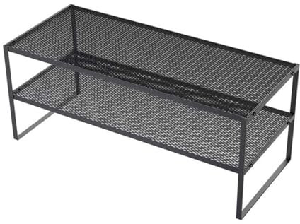 ZYFAB Metall Schreibtisch monitorständer Riser Mesh Schreibtisch Organizer Save Space Bildschirmständer für Laptop Computer iMac Küche Storage Rack,Schwarz,15.5cm