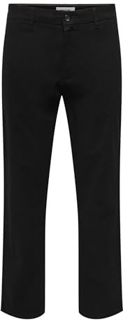ONLY & SONS Onsnicky Straight 0241 Trousers, Black, 27W x 32L