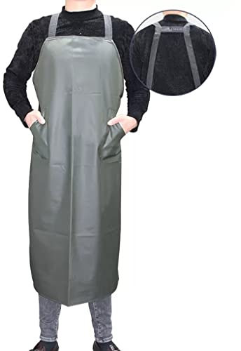 YUEKOPOU Apron With Sleeves,Apron, PVC Halter Apron,Wear-resistant Waterproof And Oil-proof Work Apron,For Food Processing,Hairdressers,Farms(A3)