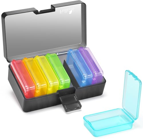 Fullicon Tablettenbox 7 Tage, Pillendose 1x Täglich, Schwarzer Regenbogen