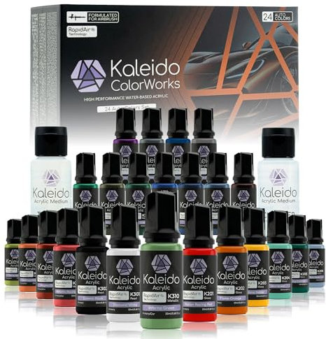 Gaahleri Kaleido Auto 24-Color Set – Water-Based Acrylic Airbrush Paint Kit for Car Models, Gundam,Mecha,Pre-Thinned, High Gloss, Fast-Drying, with Thinner & Cleaner