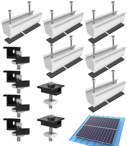 Zaxiva Kit di supporto solare per tetto in metallo 12cm,fissaggio pannelli fotovoltaici (30 – 35 mm) staffe a l per pannelli solari,Kit Staffe Fotovoltaico,Piastra per Tetto Piatto,per Camper Solare