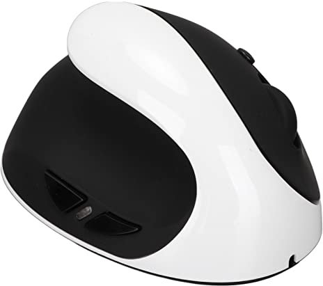 Left Hand Vertical Mouse Wireless Ergonomic Rechargeable Mouse for PC Home Office Left Handed Users ABS Material (Black and White)