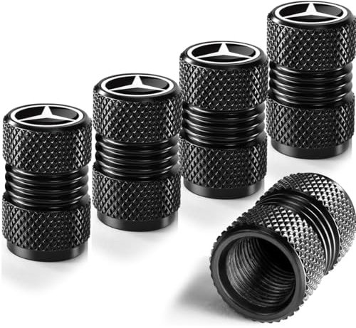 Ruayia Ventilkappen Auto 5 Stück, Aluminium Ventilkappen mit Dichtung für stabilen Reifendruck, Robuste Ventilabdeckungen für PKW, SUV, Motorrad und Fahrrad - Stil 2