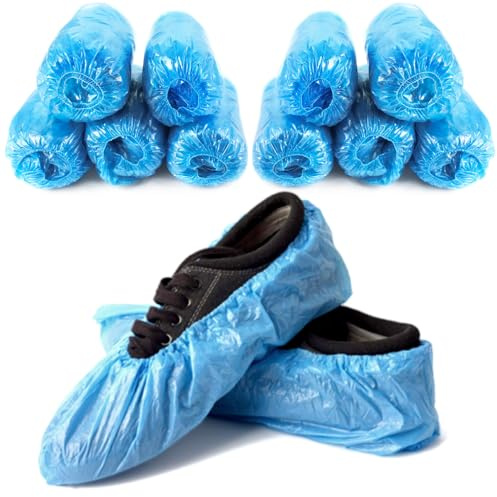 KIBERTIC 100 Stück Schuhüberzieher Einweg CPE 3 g, Wasserdicht, Blau | Überziehschuhe mit Gummizug am Knöchel, Einheitsgröße 15 x 40 cm: Zuhause, Umkleide, Baustelle und Lager, 50 Paar