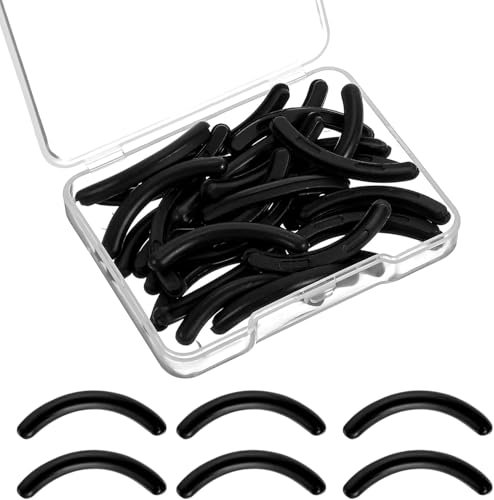 30pcs Wimpernzange Nachfüllpads Kompatibel mit Shiseido, Eye Lash Curler Refills, Silikon Gummi Universal Lash Curler Nachfüllpads mit transparenter Aufbewahrungsbox (Schwarz)