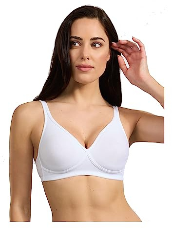 Spiman Reggiseno Senza Ferretto in Cotone Elastico, Coppe Preformate Non Imbottite, Spalline Regolabili, Coppa B, Art.2177