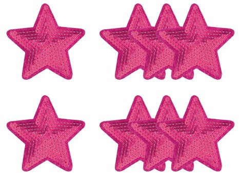 YELARXI Sequin Star Iron on Patches Embroidered Sew Sequin Glitter Patch Appliques, 2.8x2.8 Fit for DIY Shoes Hats Backpacks Clothing Repair - (8 Pack, Rose)