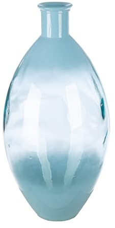 GILDE Novelle - Jarrón de Mesa (Cristal, 59 x 29 cm), diseño abombado, Color Azul