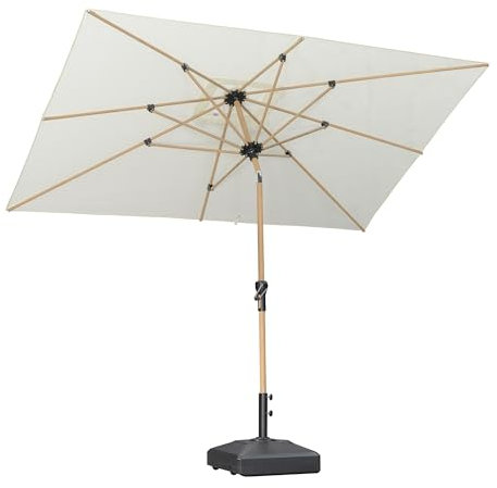 PURPLE LEAF Parasol de Jardin Extérieur Inclinable, Parasol Rectangulaire 1,8 x 2,7 m en Aluminium, Balcon en Teck Anti-Vent et Anti-UPF, pour Plage, Terrasse, Patio, Crème