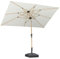 PURPLE LEAF Parasol de Jardin Extérieur Inclinable, Parasol Rond 2,45 m en Aluminium, Balcon en Teck Anti-Vent et Anti-UPF, pour Plage, Terrasse, Patio, Crème