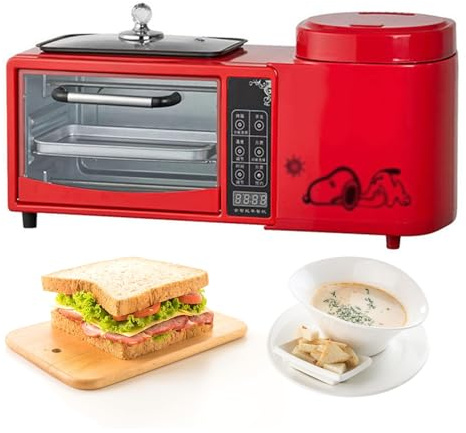 4 In 1 Breakfast Maker Machine with 1L Cooking Pot, Non-stick Frypan, 8L Toaster - Yellow, HD Touch Screen, Independent Temp Control - Home Use