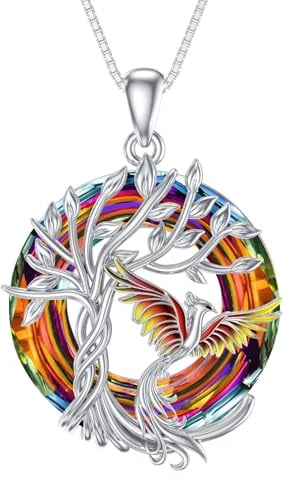 TOUPOP Halskette Damen Silber 925 Phönix Kette mit Kristall Anhänger Schmuck Geschenke für Frauen Sie Freundin Ehefrau zum Geburtstag Jahrestag