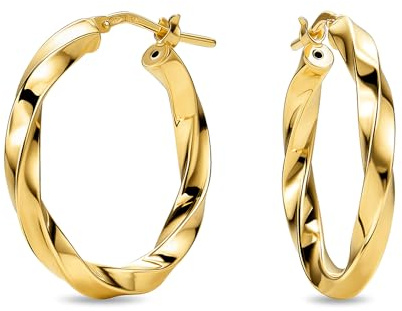 Orovi Creolen Damen Ohrringe Silber 925 Gold 18 Karat vergoldetes 925 Sterlingsilber Creolen Gold klein Gedrehtes Design Scharnierverschluss Made in Italy Geliefert in Schmuckschachtel