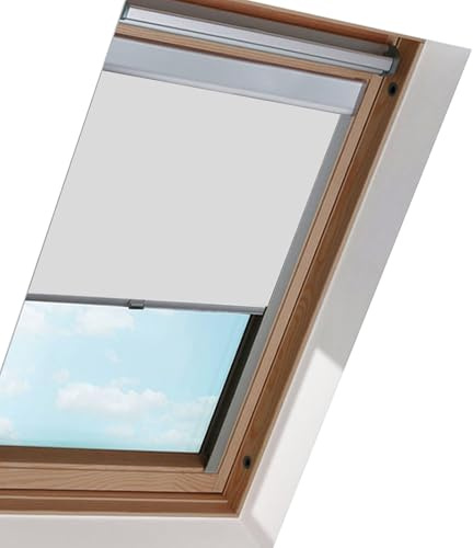 Hebitod Estor opaco para tragaluz, estores térmicos, protección solar, con guía lateral, marco de aluminio, gris, estores para tragaluz, para S08 (tamaño de ventana: 97,3x116 cm), montaje sencillo