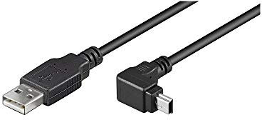 Goobay 93971 USB 2.0 auf 90 Grad USB 2.0 Mini Typ B Kabel 480 Mbits / USB A zu Mini B USB Winkelstecker Adapterkabel / GoPro - Kartenleser - Hubs / Schwarz / 1,8m