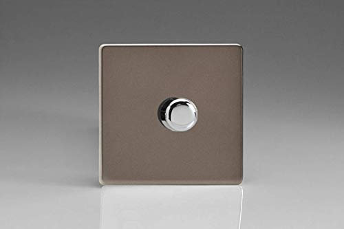 Varilight 1-Gang 2-Way V-Pro Push On/Off Rotary LED Dimmer 1 x 0-120W Pewter