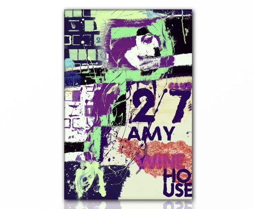 WOW - zeitgenössisches Deko Bild auf Leinwand xxl large (AMY_WINEHOUSE_CLUB_27-120x80cm) HD Bilder fertig gerahmt mit Keilrahmen groß. Ausführung schöner Kunstdruck auf echter Leinwand als Wandbild mit Rahmen. Preiswerter als Ölbild Gemälde Poster Plakat mit Bilderrahmen. Picture Typ (abstrakt Formen Konturen Umrisse Zahlen Farbverläufe). 100% Made in Germany.