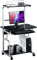 Techly 307261 Scrivania Mobile per PC Stampante con Tastiera Estraibile Nero Lucido Nero