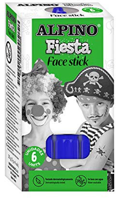 Alpino Maquillaje Face Stick Azul | Pintura Cara para Niños y Adultos | Pintura Cara Lavable con Aplicador | Producto Cosmético | Maquillaje para Fiestas | 6 Barras de Maquillaje
