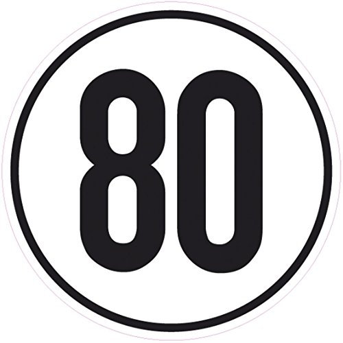 Geschwindigkeitsschild 80 km/h, 10cm, Folienaufkleber zur Anbringung Karosserie aussen, Aufkleber, Geschwindigkeit, rund, für Traktor, LKW, Rollstuhl,