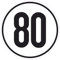 Geschwindigkeitsschild 80 km/h, 10cm, Folienaufkleber zur Anbringung Karosserie aussen, Aufkleber, Geschwindigkeit, rund, für Traktor, LKW, Rollstuhl,