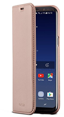 CASEZA Galaxy S8 Flip Case Rose Gold Oslo Ultra Schlanke PU Leder Hülle Ledertasche Lederhülle für das Original Samsung Galaxy S8 (5,8 Zoll) - Edles Kunstleder Cover mit Magnetverschluss