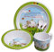 Kindergeschirr-Set Schäfchen aus Melamin, 5-teilig: Teller, Schüssel, Tasse, Gabel + Löffel
