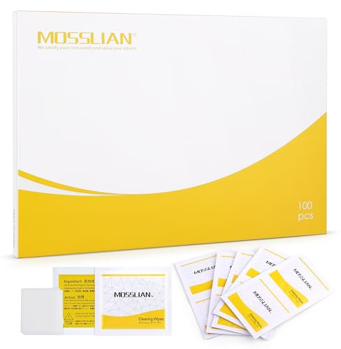 MOSSLIAN 100 Pack Hearing Aid Cleaning Wipes Individually Wrapped,Hearing Aid Wipes,Hearing Aid Cleaning Kits,Hearing Aid Accessories,Cleaning Wipes for Screen,Glasses,Phone