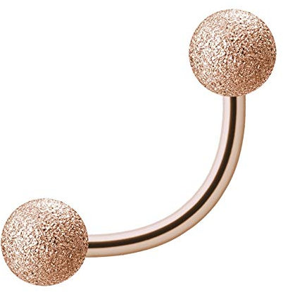 Treuheld® | 1,2mm x 6mm Piercing Banane | Kugeln 3mm | Chirurgenstahl 316L | Roségold | Diamant Optik | Curved Barbell | Intimschmuck, Bauchnabel