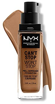 NYX Professional Makeup Can't Stop Won't Stop Full Coverage Foundation, Langanhaltend, Wasserfest, Vegane Formel, Mattierter Teint, Farbton: Warm honey