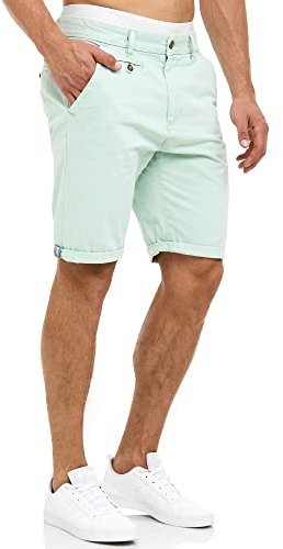Indicode Herren Cuba Chino Shorts mit 5 Taschen aus Baumwollgemisch | Bermuda Sommershorts für Männer Surf Spray, XXL