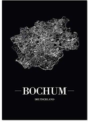 JUNIWORDS Stadtposter - Wähle Deine Stadt - Bochum - 40 x 60 cm Poster - Schrift A - Schwarz
