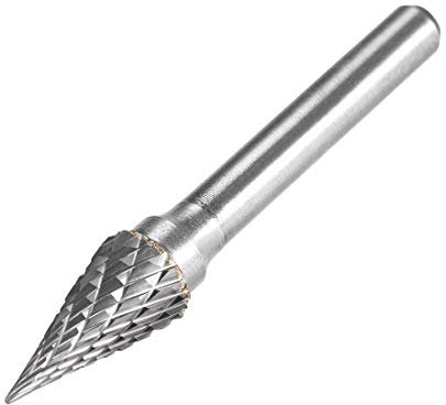 sourcing map Tungsten Carbide Rotary Files 1/4 Shank, Double Cut Cone Shape Rotary Tool 10mm Dia, for Die Grinder Drill Bit Wood Soft Metal Carving Polishing Model Engineering