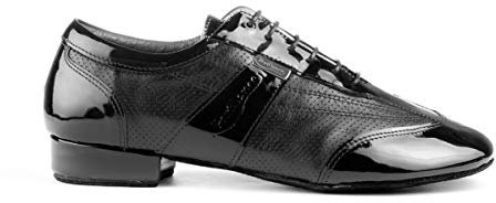Portdance Herren Tanzschuhe PD024 Pro - Leder/Lack Schwarz - Normalweite - 2 cm Standard [EUR 46]