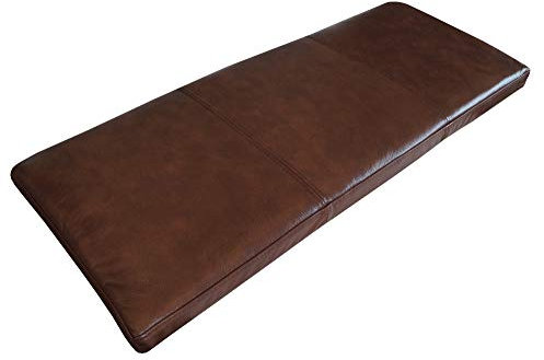 Quattro Meble Antic Braun Echtleder Bankauflage Sitzkissen Lederkissen Sitzpolster Bank Auflage doppelt genähtes Echt Leder Kissen Sitzauflage (35 x 80 cm)