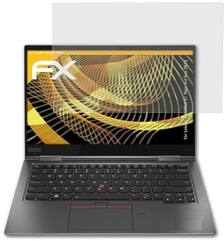 atFoliX Panzerfolie kompatibel mit Lenovo ThinkPad X1 Yoga 4rd Gen 2019 Schutzfolie, entspiegelnde und stoßdämpfende FX Folie (2X)