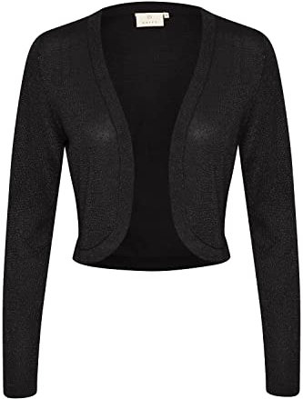 KAFFE Bolero KAankra Damen Bolero Festlich Jäckchen mit Langarm Kurze Strickjacke XXL, Black Deep