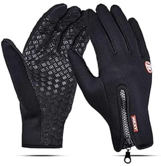 Unisex Fahrradhandschuhe Touchscreen Wasserdicht Fahrradhandschuhe Winddicht Thermo Sporthandschuhe Silikon Anti-Rutsch Winter Fahren Handschuhe für Radfahren, Fahren, Camping, Wandern, Angeln (L)