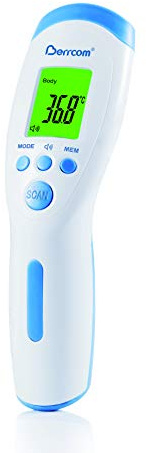 Berrcom Thermomètre numérique sans contact pour bébés, enfants et adultes avec 3 modes de fonctionnement pour mesurer la température (corps, pièce et objets) Ambiance Maison Alerte Fièvre Infrarouge