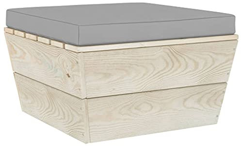vidaXL Fichtenholz Imprägniert Gartenhocker mit Kissen Sitzhocker Beistelltisch Couchtisch Palettenmöbel Fußhocker Fußbank Hocker Garten
