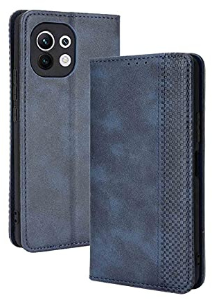 GOKEN Cover per Xiaomi Mi 11 Lite 5G NE | Mi 11 Lite 5G | Mi 11 Lite, Custodia Folio in Pelle Flip Wallet Libro Case con Portafoglio, PU/TPU Magnetica Cover con Supporto di Stand/Carte Slot (Blu)